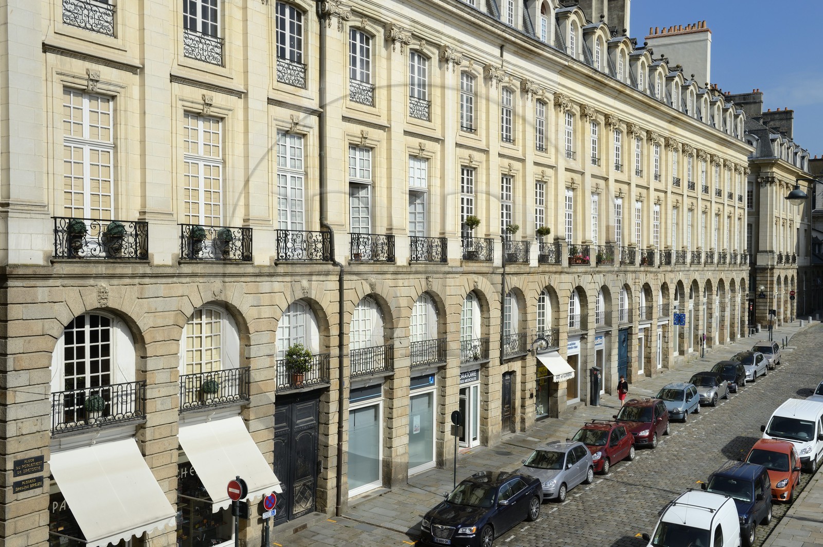 France, Ille-et-Vilaine (35), Rennes, immeubles bordant la place du Parlement de Bretagne