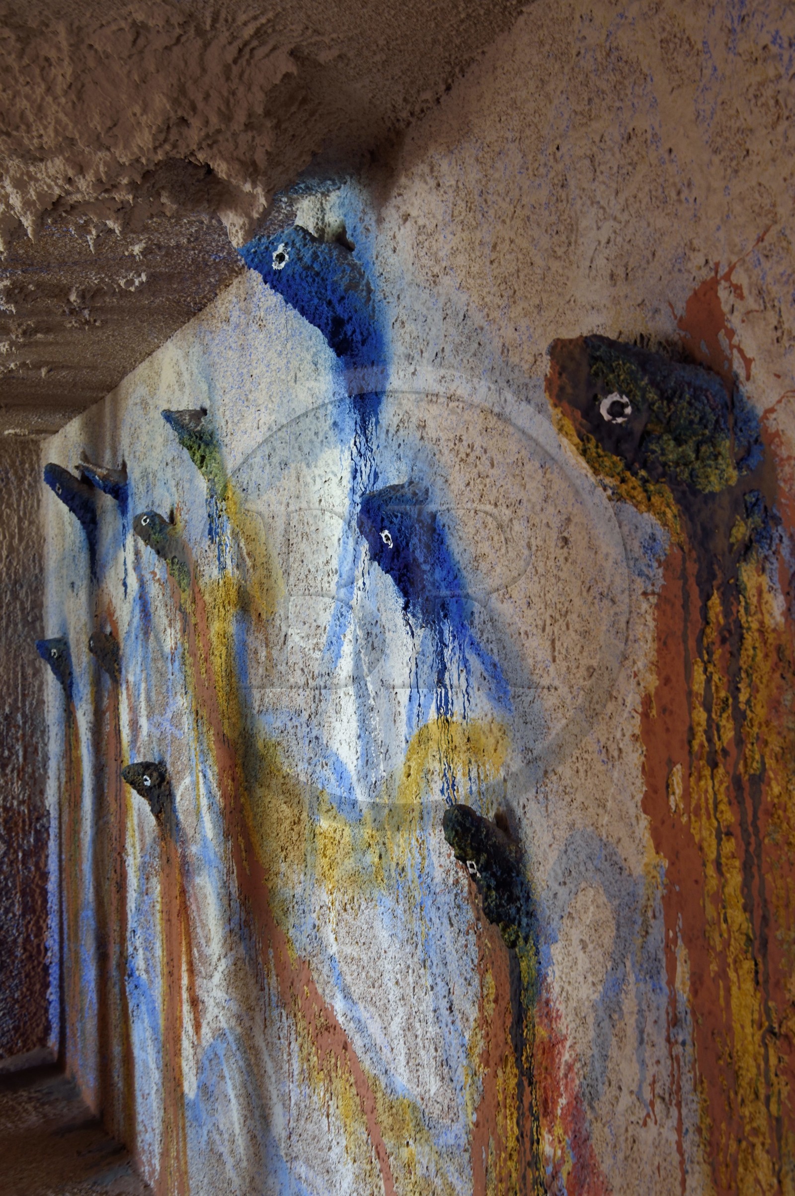 France, Var (83), Iles d'Hyères, parc national de Port Cros, Ile de Porquerolles, la Fondation Carmignac, l'exposition Ressac oeuvre de Miquel Barcelo métamorphose toute la galerie voutée de la Villa