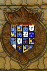 France, Loir-et-Cher (41), Vallée de la Loire classée Patrimoine Mondial de l'UNESCO, château de Chaumont-sur-Loire, vitrail