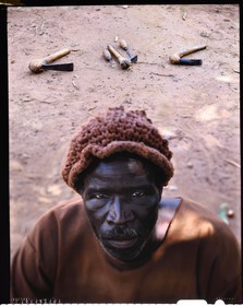 Burkina Faso, Poni province, Lobi land, Loropéni region, wood carver from the village of Nianntana