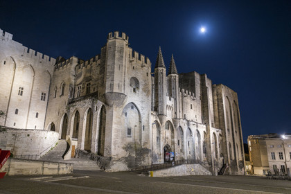 France, Vaucluse (84), Avignon, Palais des Papes classé Patrimoine mondial de l'UNESCO, la facade ouest sur la place du Palais