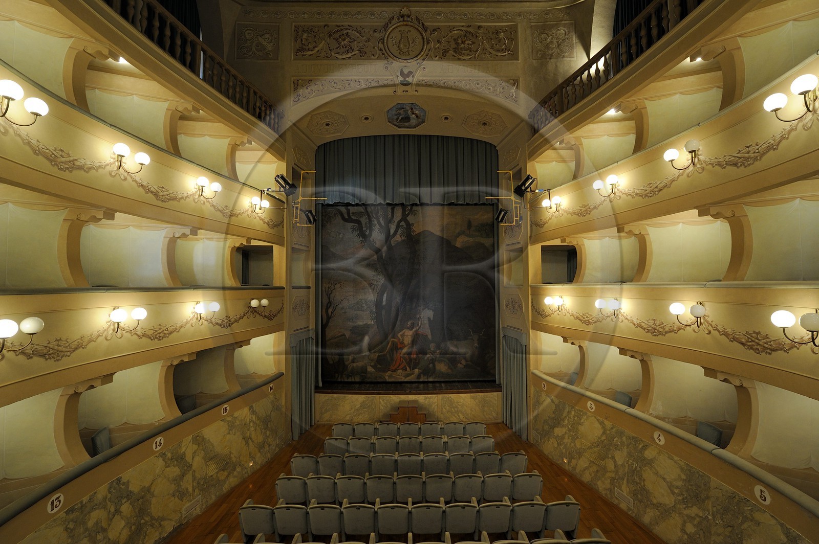 Italy, Tuscany, Elba Island, Portoferraio, Teatro Dei Vigilanti was erected in a pre-existing but unconsecrated church under the orders of Napoleon 1st, it's still the only theater on the island