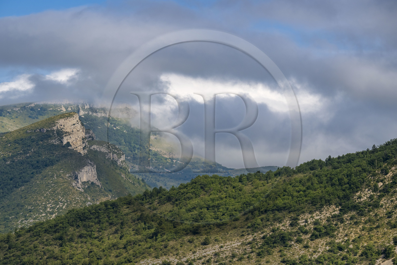France, Drôme (26), parc naturel régional des Baronnies provençales, Saint-May, la montagne d'Angèle, point culminant de la Drôme Provençale à 1606 mètres vue depuis le plateau Saint-Laurent