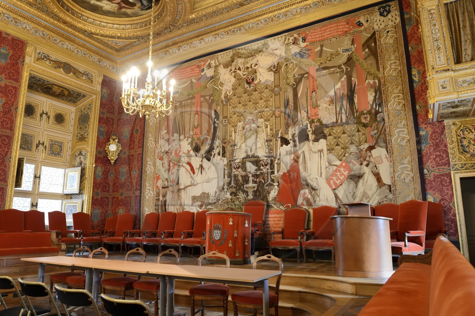 France, Ille-et-Vilaine, Rennes, the Parlement of Brittany (Parlement de Bretagne) now the Rennes Court of Appeal, the Grand'Chambre, Gobelins tapestry The Death of Duguesclin