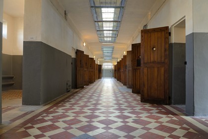 France, Rhone, Lyon, Montluc Prison Memorial, cell doors from the ground floor
