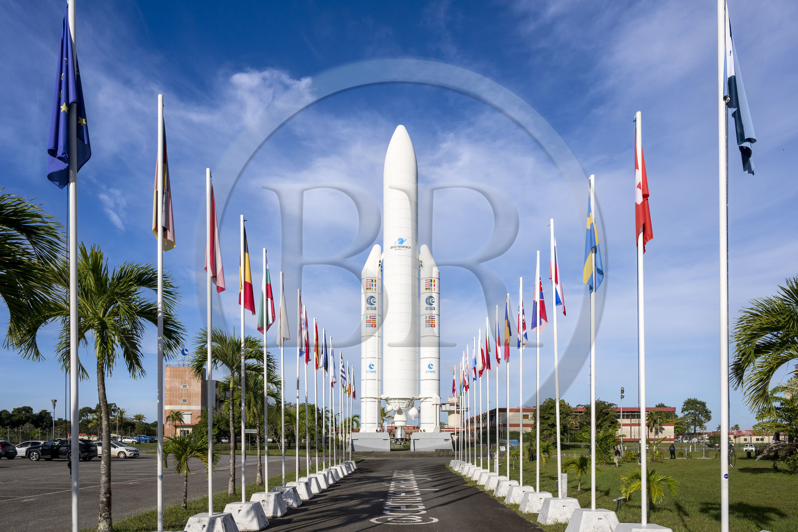 France, Guyane, Kourou, Centre Spatial Guyanais (CSG), réplique grandeur nature de la fusée Ariane V