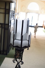 France, Allier (03), Vichy, former Hotel France et Pasteur on avenue Aristide Briand, the entrance hall in Art Deco style