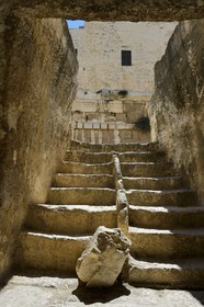 Israel, Jerusalem, holy city, the old town listed as World Heritage by UNESCO, the Temple Mount in the Davidson Center, staircase of the Mikveh (or mikvah), ritual immersion bath at the foot of the western retaining wall of the Temple built by Herod the Great