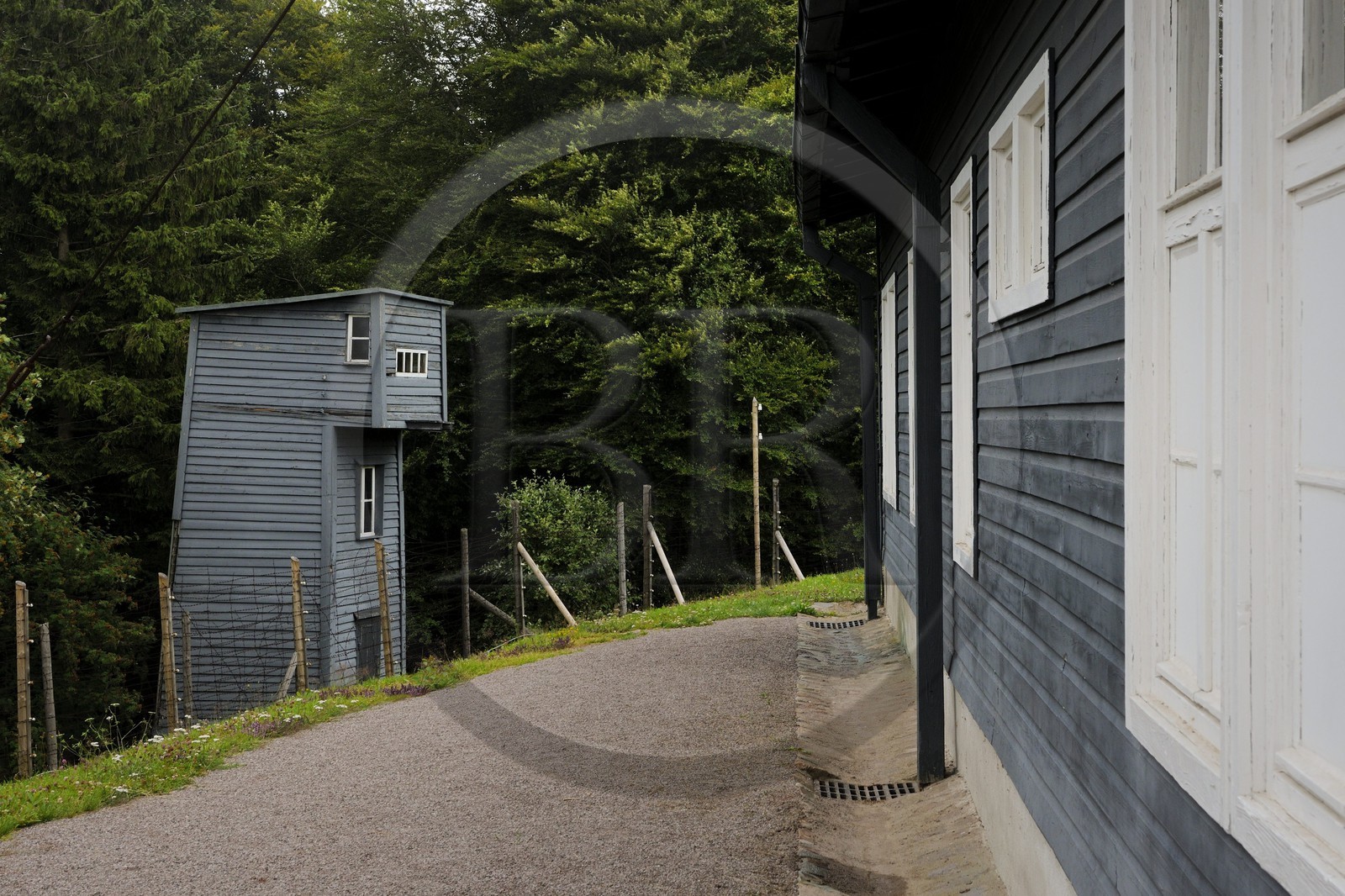 France, Bas-Rhin (67), région de Schirmeck, camp de concentration nazi du Struthof-Natzwiller, mirador de l'enceinte