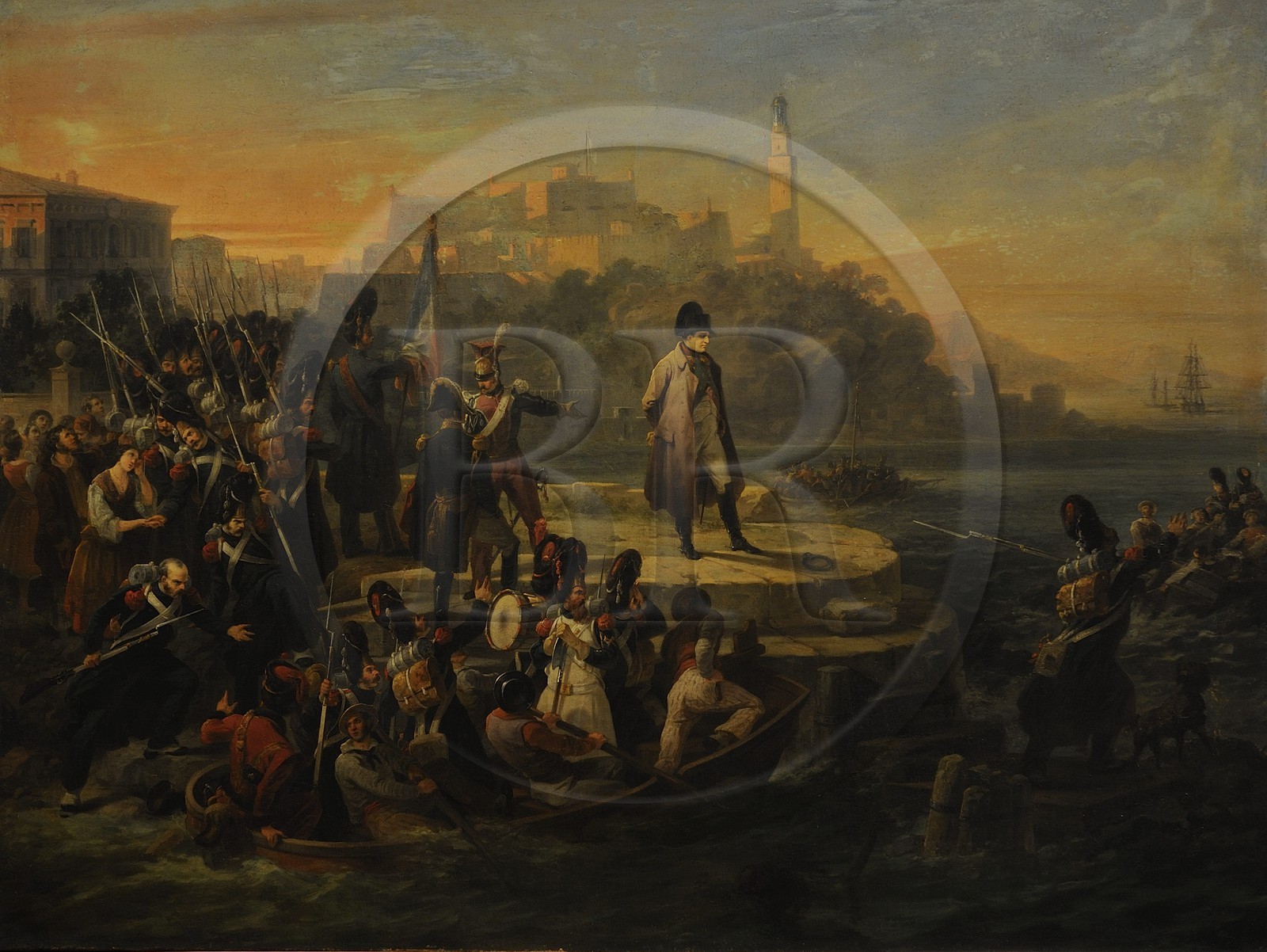 Italie, Lombardie, Milan, musée du Risorgimento (Museo del Risorgimento), Napoléon en partance de l'île d'Elbe par Giovanni Servi (1844)