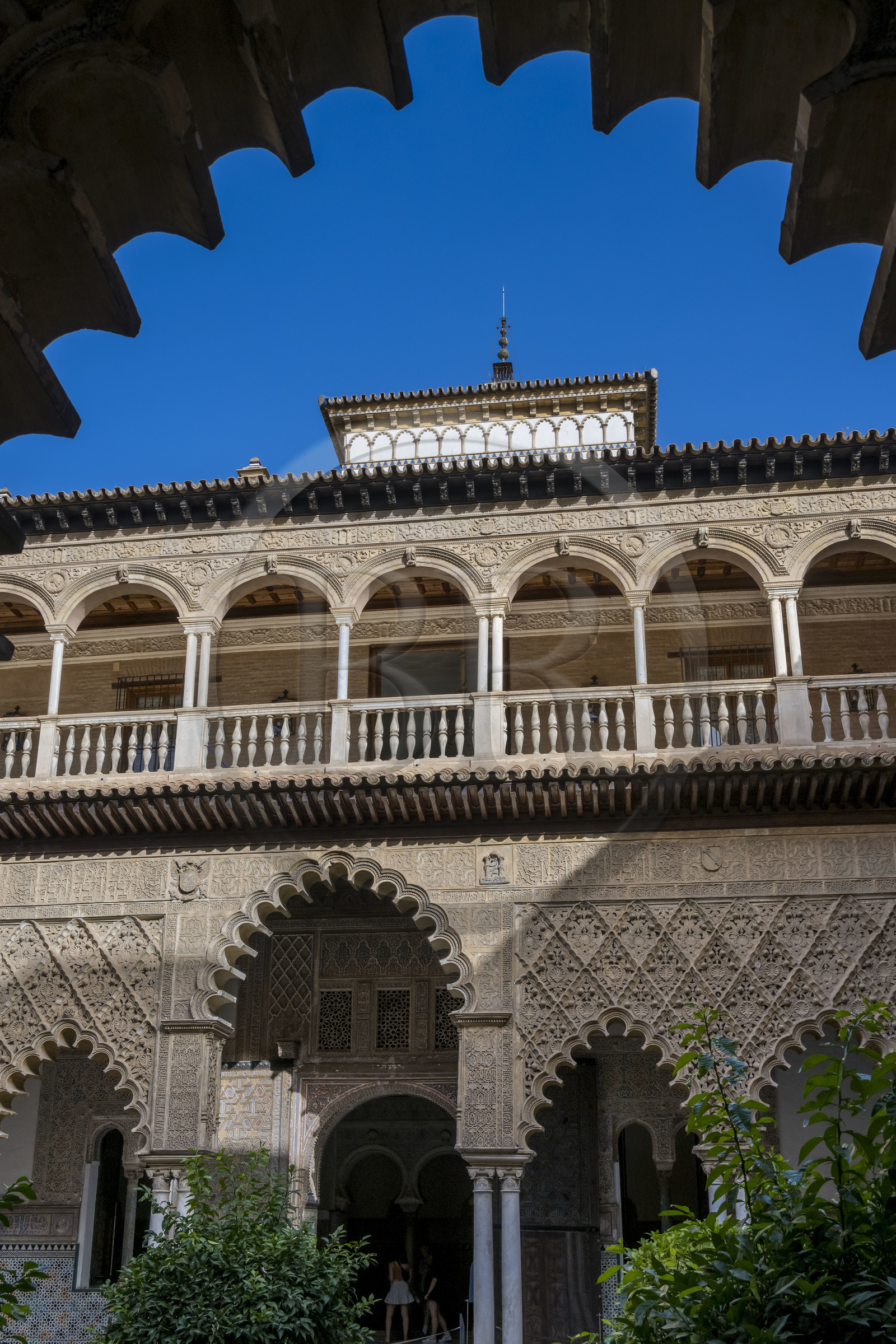 Espagne, Andalousie, Séville, Alcazar de Séville (Reales Alcazares de Sevilla), classé Patrimoine Mondial de l'UNESCO, Mudejar Palace or Palace of Pedro I, la Cour des Demoiselles (Patio de las Doncellas)