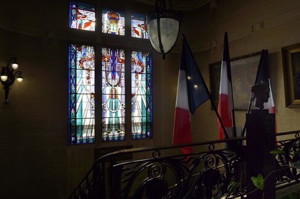 France, Allier (03), Vichy, City Hall, stained glass window by master glassmaker Francis Chigot 1928