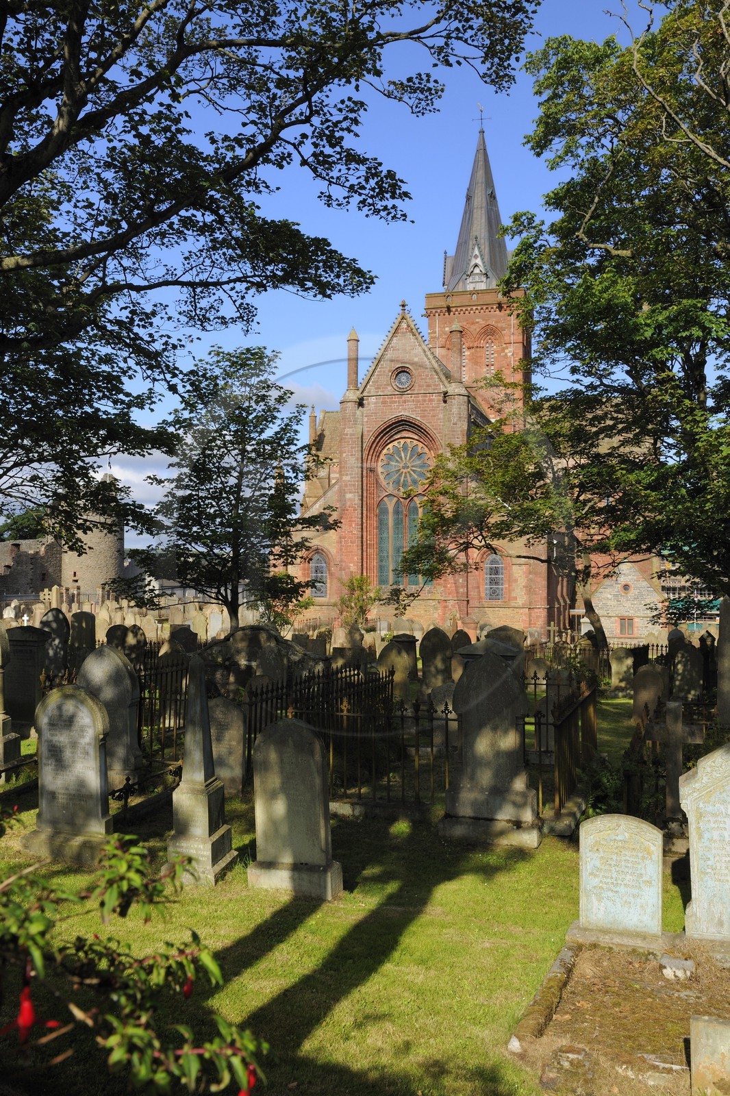 Royaume-Uni, Ecosse, Iles Orcades, Mainland, ville de Kirkwall, la cathédrale Saint-Magnus en grès rouge