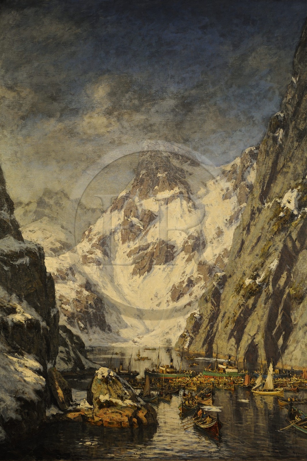 Norvège, Nordland, Iles Lofoten, peinture de la révolte du Trollfjord