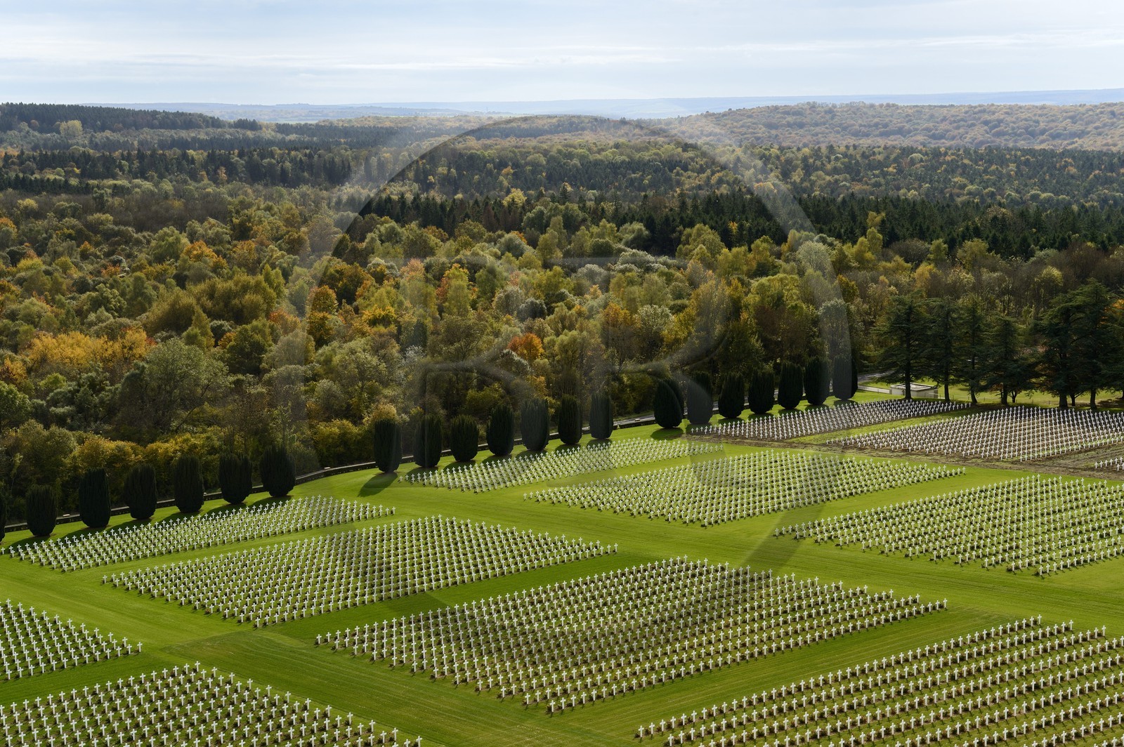 France, Meuse, Douaumont, battle of Verdun, ossuary of Douaumont, national necropolis, graves of soldiers alignment