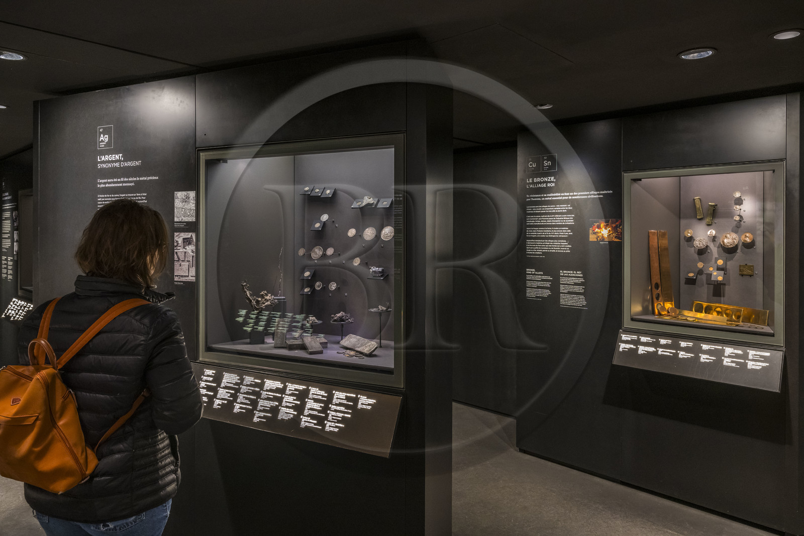 France, Paris, the Monnaie de Paris (Paris Mint) Museum, showcases dedicated to silver and bronze and their coins