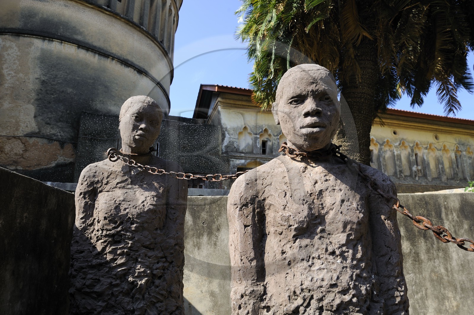 Tanzania, Zanzibar, Stown Town, listed as World Heritage by UNESCO, site of the former slave market, monument built in 1998 to the memory of the slaves packed in the caves of the market