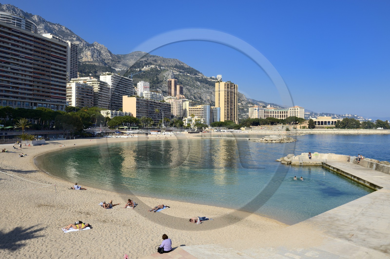 Principauté de Monaco, Monaco, Monte Carlo, plage de Larvotto