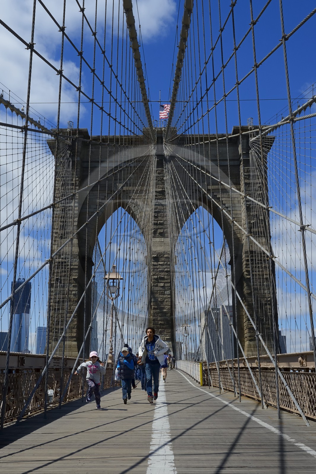 Etats-Unis, New York, Manhattan, le pont de Brooklyn