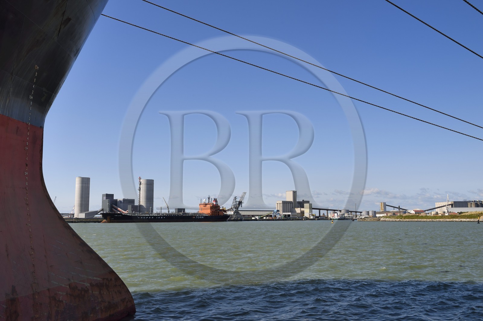 France, Charente-Maritime, La Rochelle, the Port Atlantique La Rochelle, the trade port, Eqiom cement silos and grain silos from Sica Atlantique company