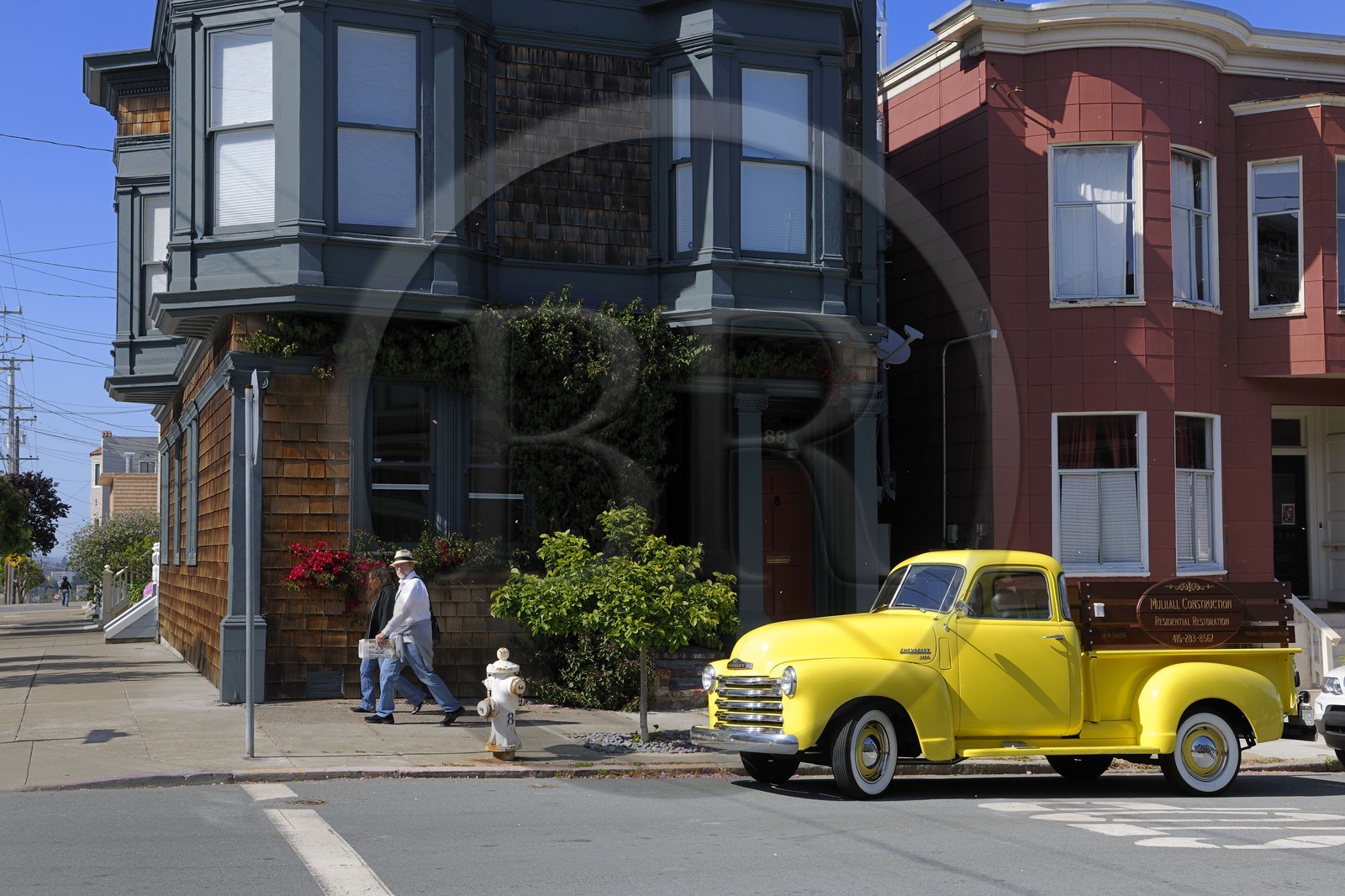 United States, California, San Francisco, old Chevrolet van restored in the district of Noe Valley