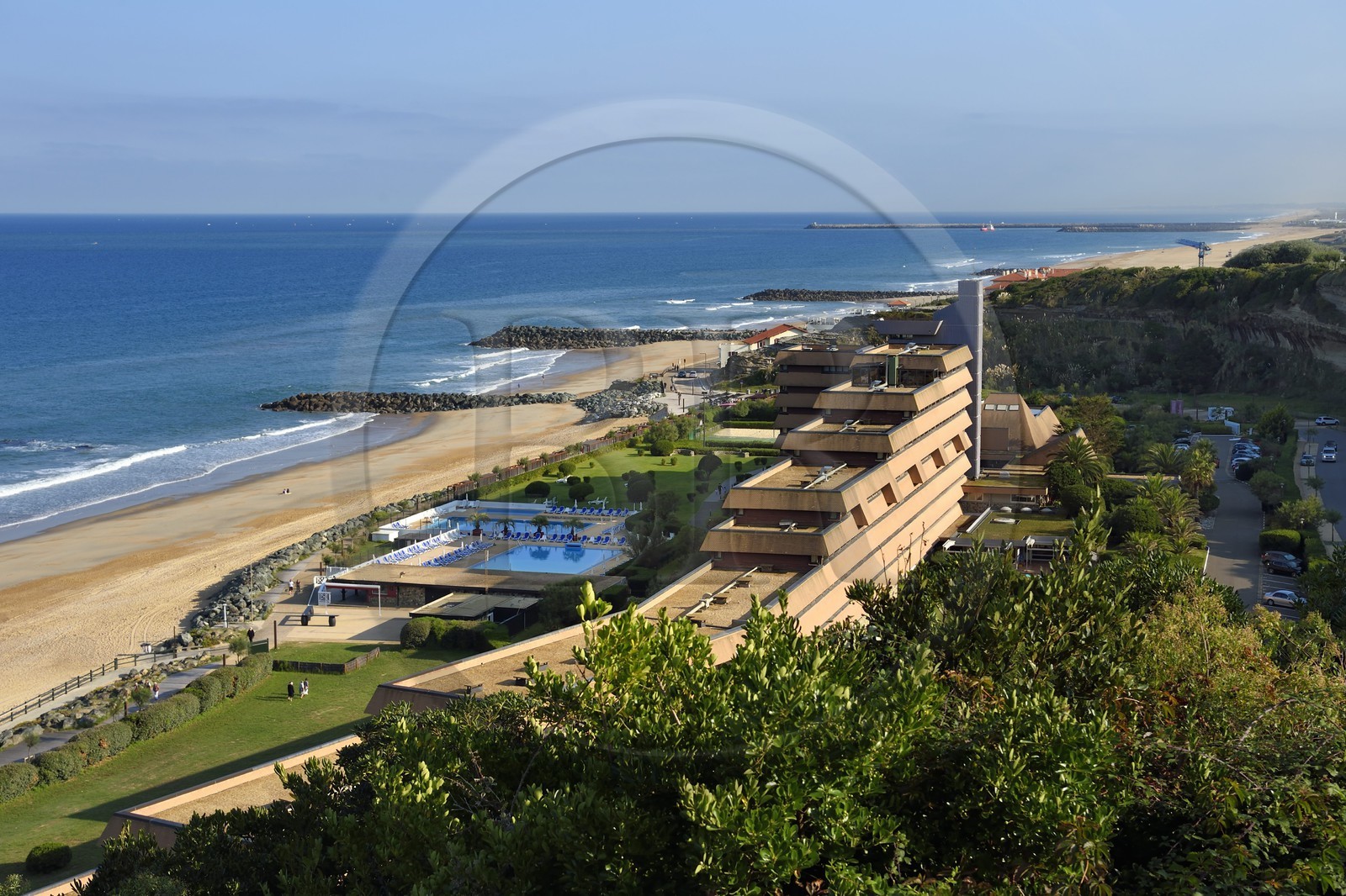 France, Pyrenees Atlantiques, Basque Country, Anglet, Petite Chambre d'Amour beach and the Belambra Club
