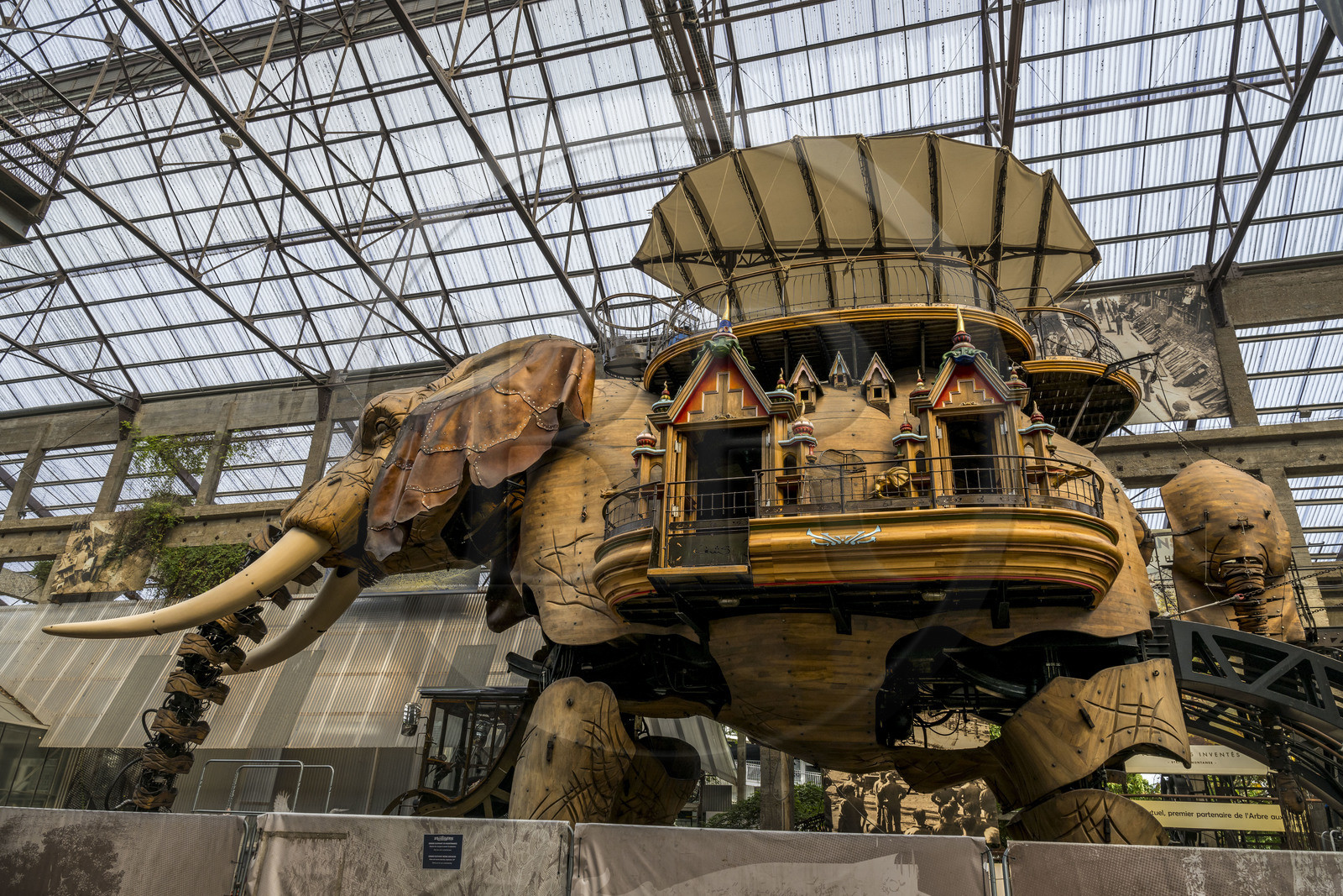 France, Loire-Atlantique (44), Nantes, Ile de Nantes, Les Machines de l'Ile dans les hangars des anciens chantiers navals, projet artistique conçu par François Delarozière et Pierre Orefice, l'éléphant, automate