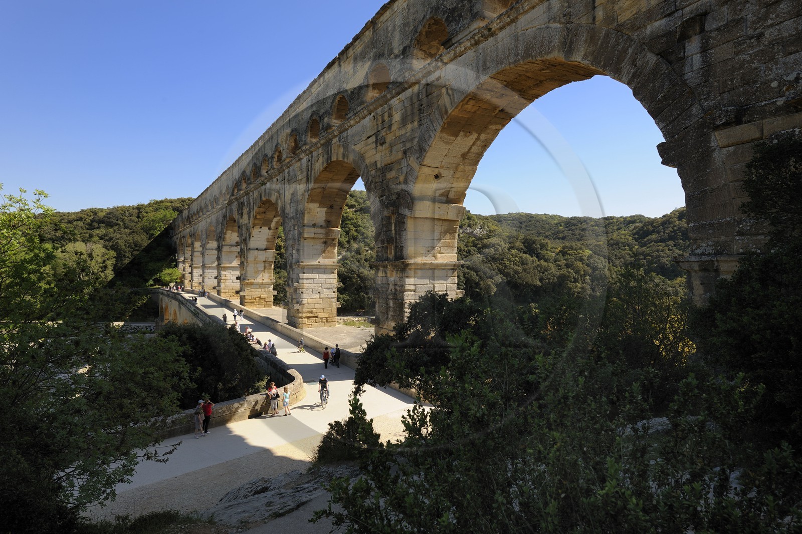 France, Gard, Pont du Gard listed as World Heritage by UNESCO, Roman aqueduct over Gardon River