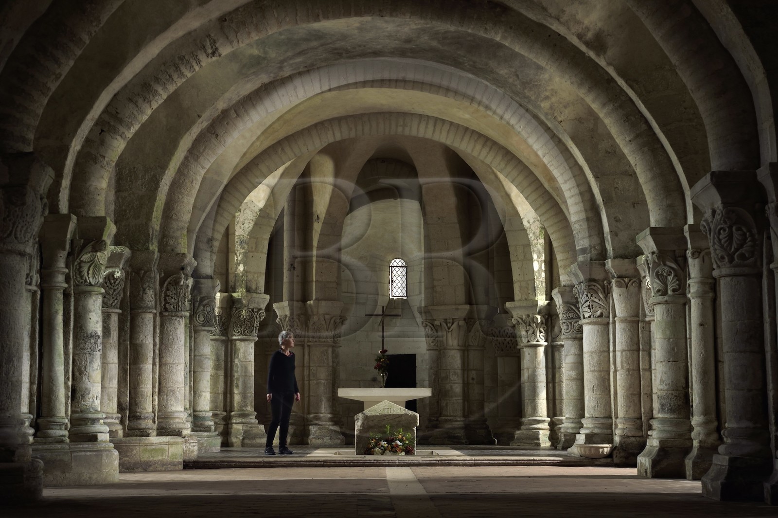 France, Charente-Maritime, Saintonge, Saintes, the Saint-Eutrope basilica, the funerary basilica also called the lower church or crypt houses the cenotaph of the saint