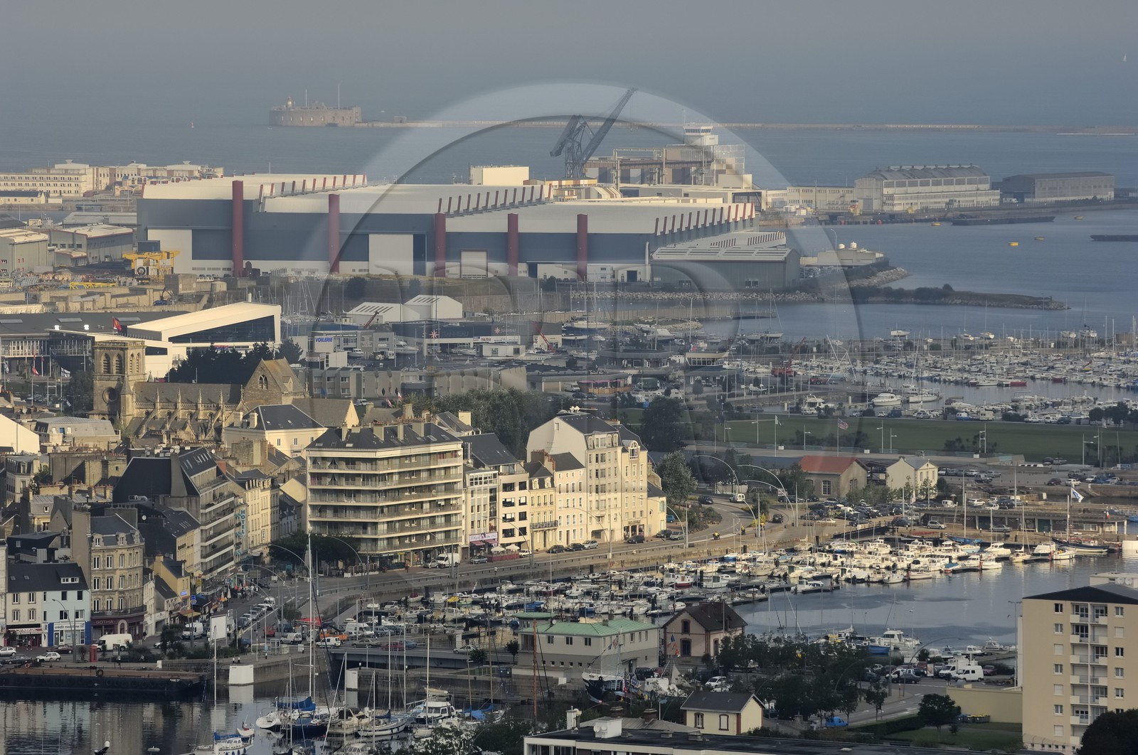 France, Manche, Cherbourg, the port and the arsenal in the background seen from the Fort du Roule