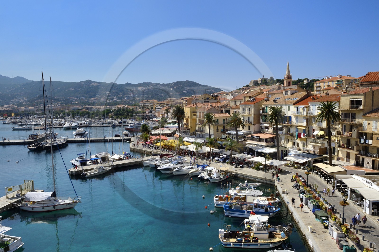 France, Haute-Corse (2B), Calvi, le vieux port et le quai Landry