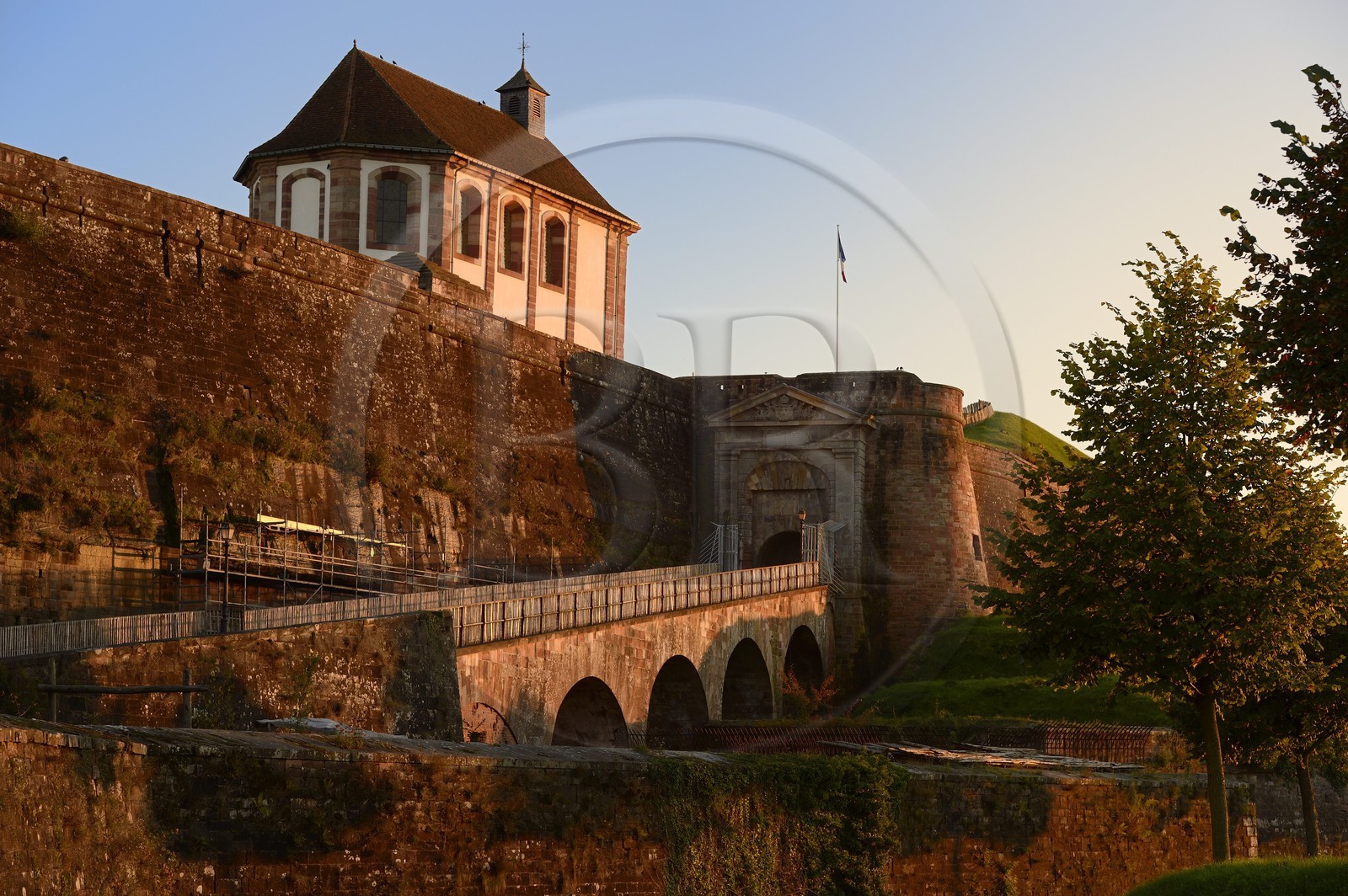 France, Moselle, parc regional des Vosges du nord (Northern Vosges Regional Natural Park), Bitche, citadel fortified by Vauban, the chapel and the access ramp