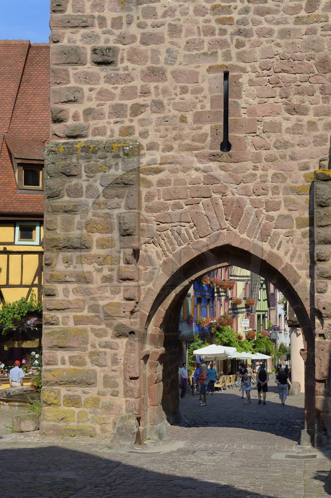 France, Haut Rhin, Riquewihr, labelled Les Plus Beaux Villages de France (The Most Beautiful Villages of France), the Dolder gate