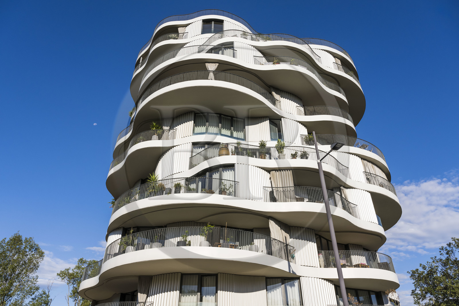 France, Hérault (34), Montpellier, immeuble de logements Folie Divine réalisé par l'architecte Farshid Moussavi (FMA)
