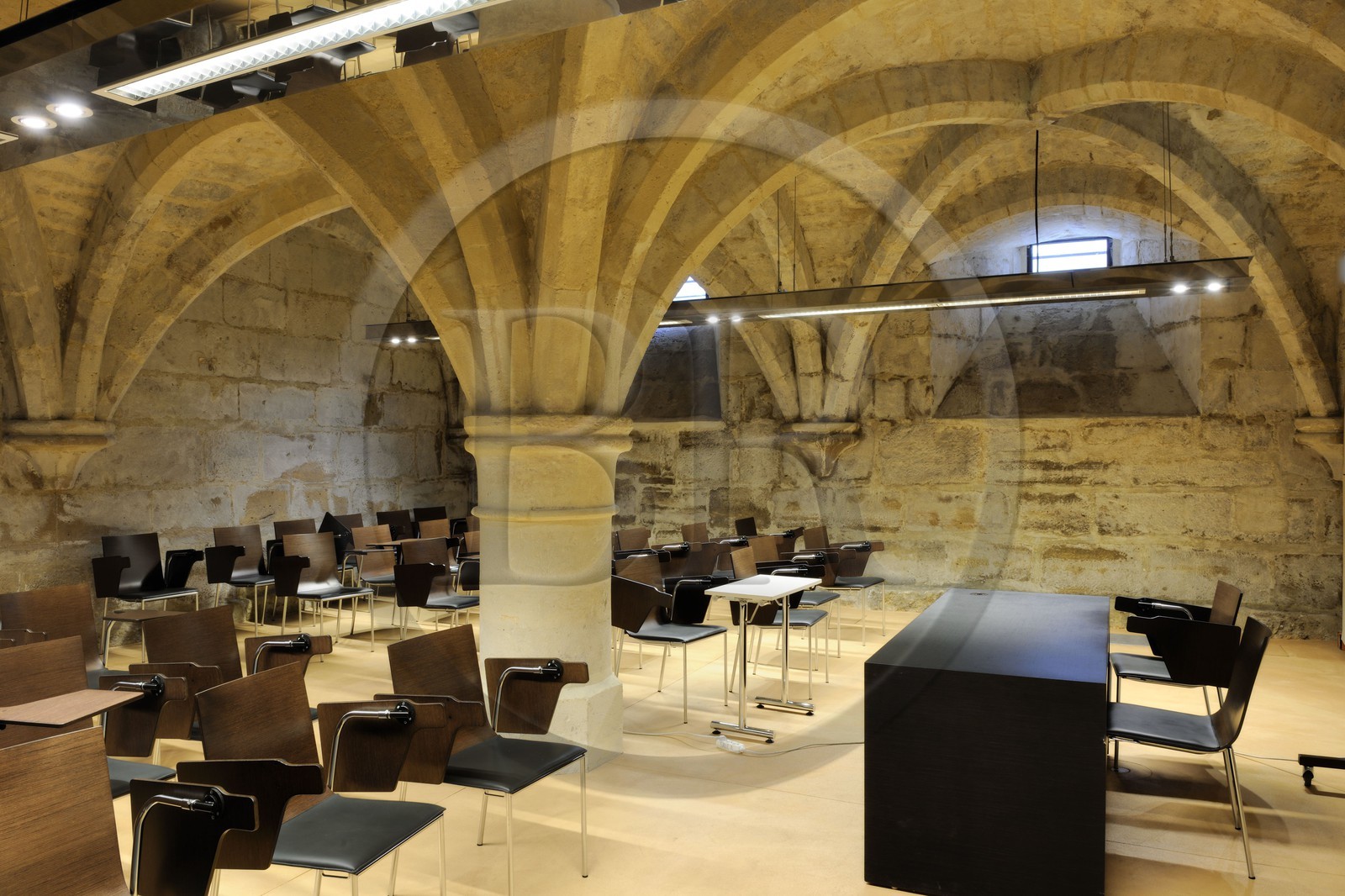 France, Paris, the College des Bernardins, meeting room in the former Storeroom in the basement
