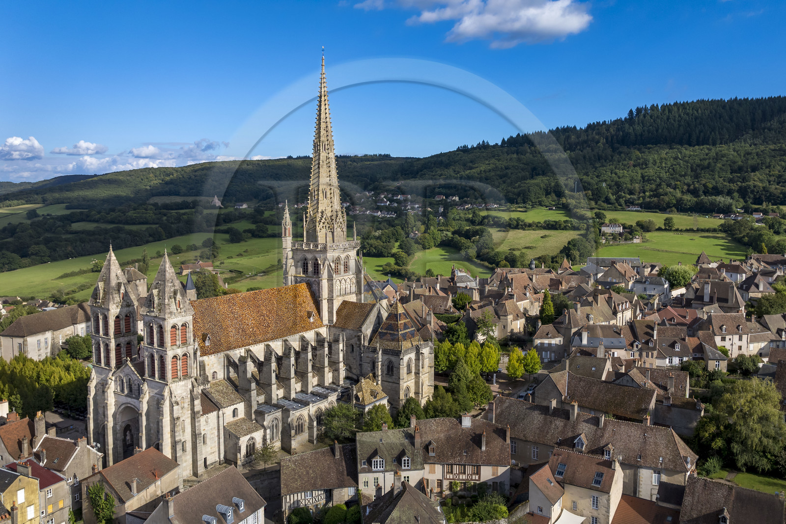 France, Saone et Loire, Autun, Saint Lazarus Cathedral (aerial view)