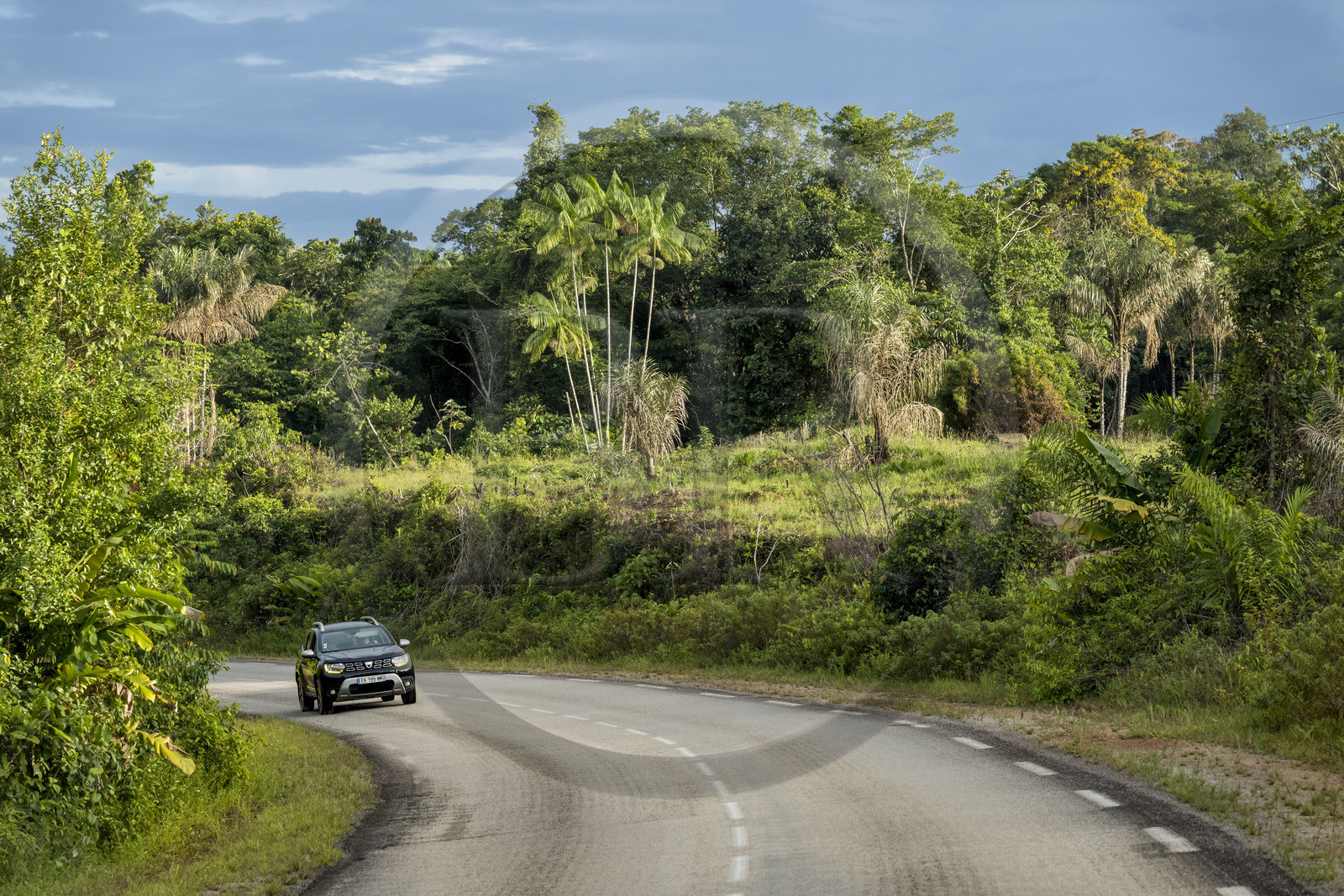 France, Guyane, Mana, la route nationale 1 (N1) reliant Cayenne à Saint-Laurent-du-Maroni