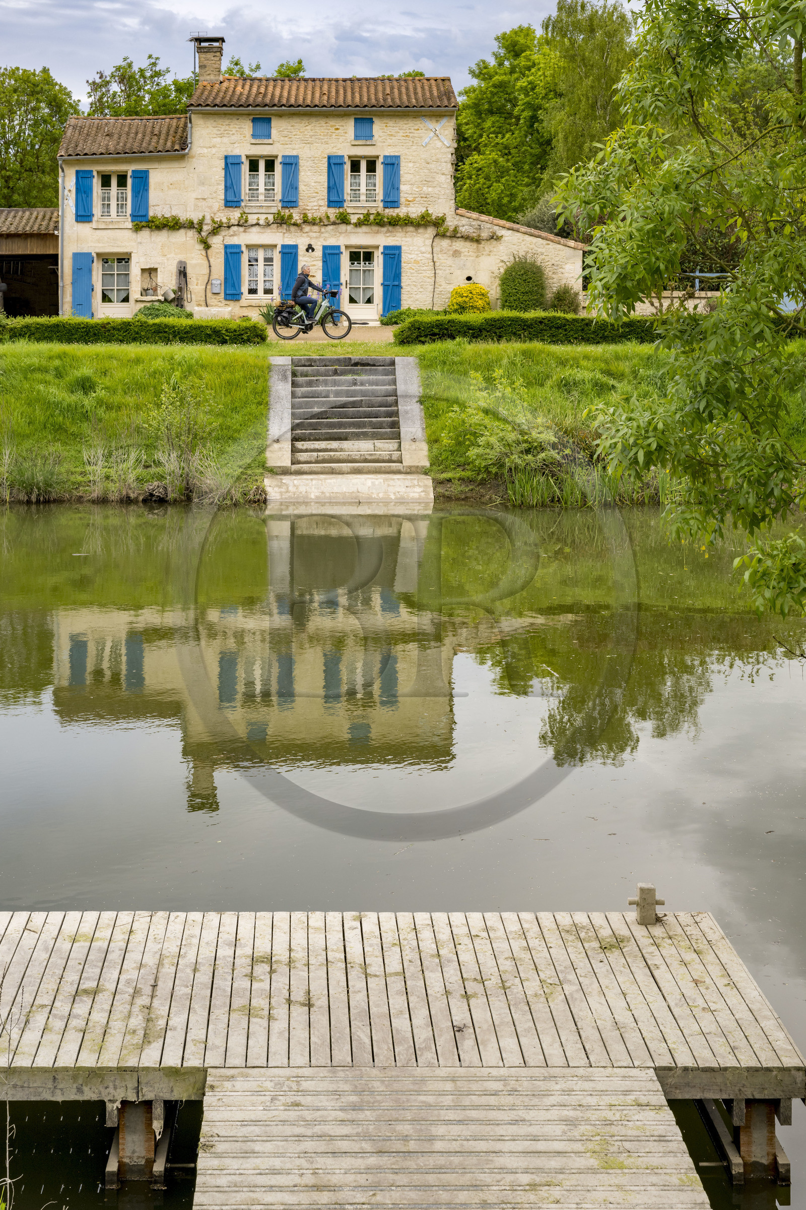 France, Vendée (85), Bouillé-Courdault, le port fluvial de Courdault au bout du canal de la Vieille-Autise