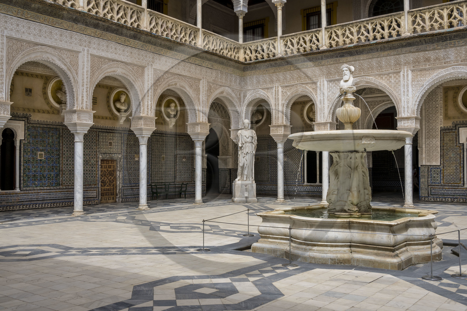Spain, Andalusia, Sevilla, Casa de Pilatos (Pilate's House), a Mudejar-style palace, the main patio