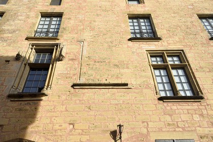 France, Dordogne, Perigord Noir, Belves, labelled Les Plus Beaux Villages de France (The Most Beautiful Villages of France), facade of the Belvès castle formerly hotel de Commarque