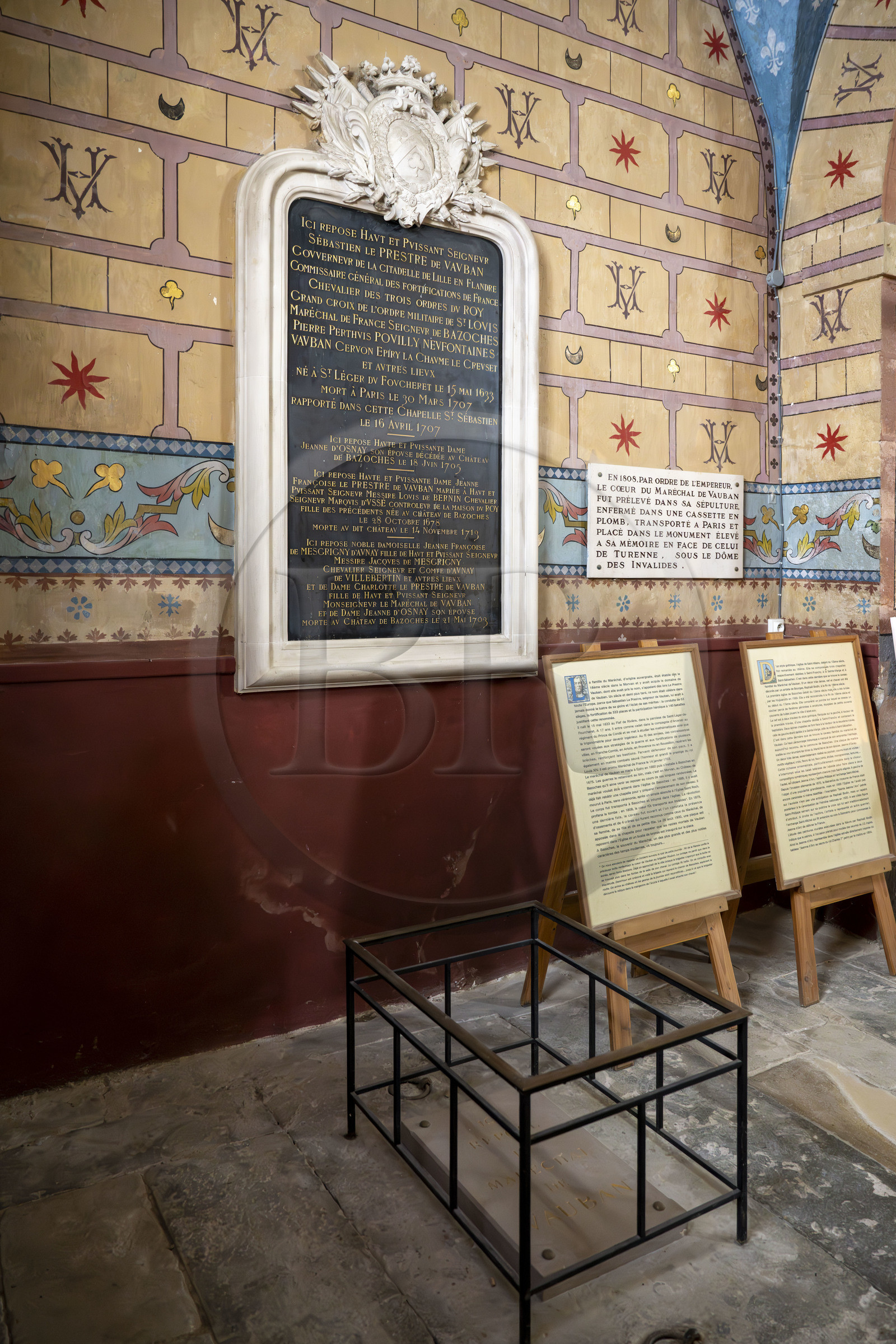 France, Nièvre (58), Parc naturel régional du Morvan, Bazoches, l'église Saint-Hilaire de Bazoches, tombe de Vauban (Sébastien Le Prestre, marquis de Vauban) (1633-1707)