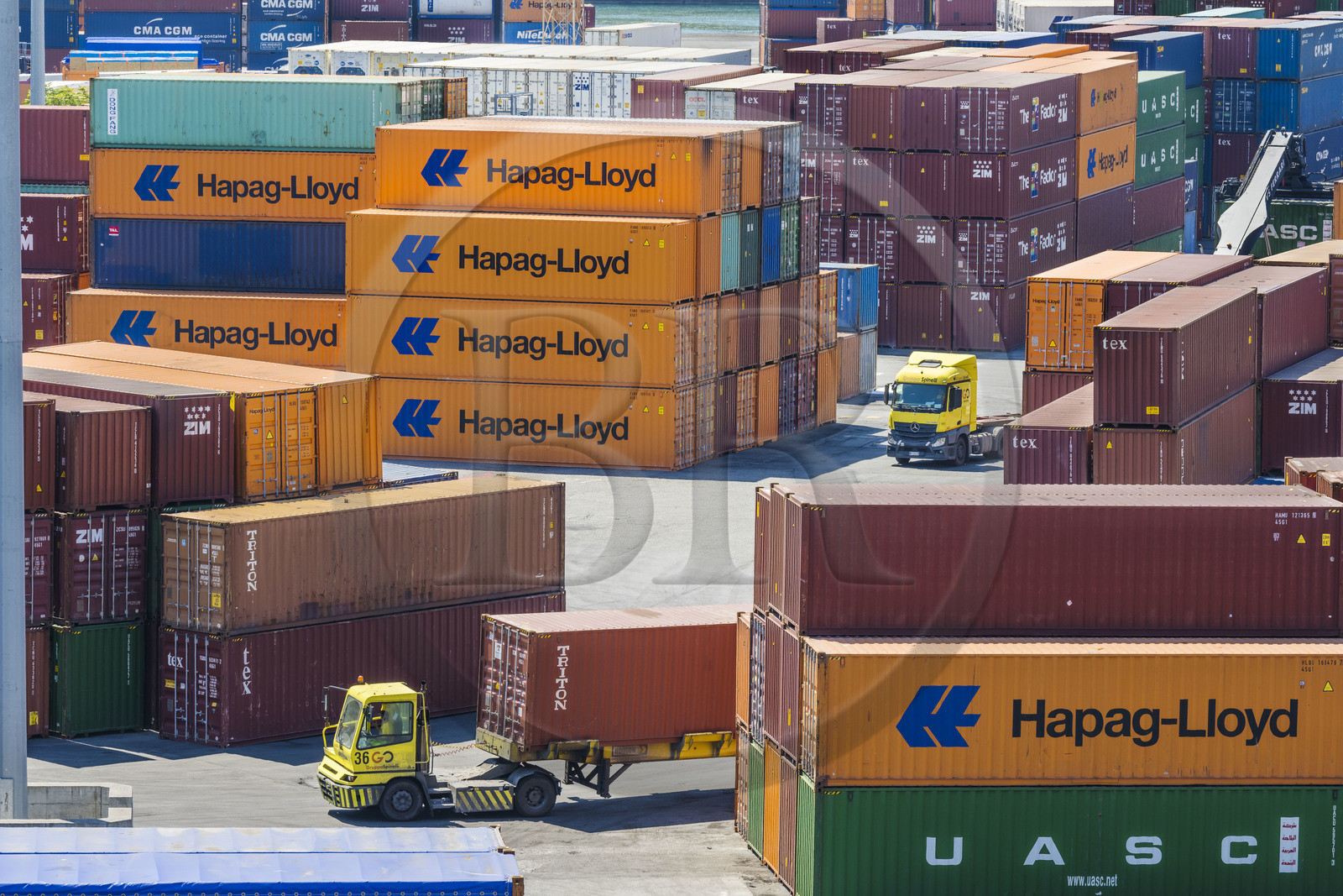 Italy, Liguria, Genoa, the container terminal of the commercial port