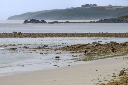 France, Finistère (29), Plougasnou, Primel-Trégastel, plage à la Pointe de Primel à l'extrémité de la Baie de Morlaix