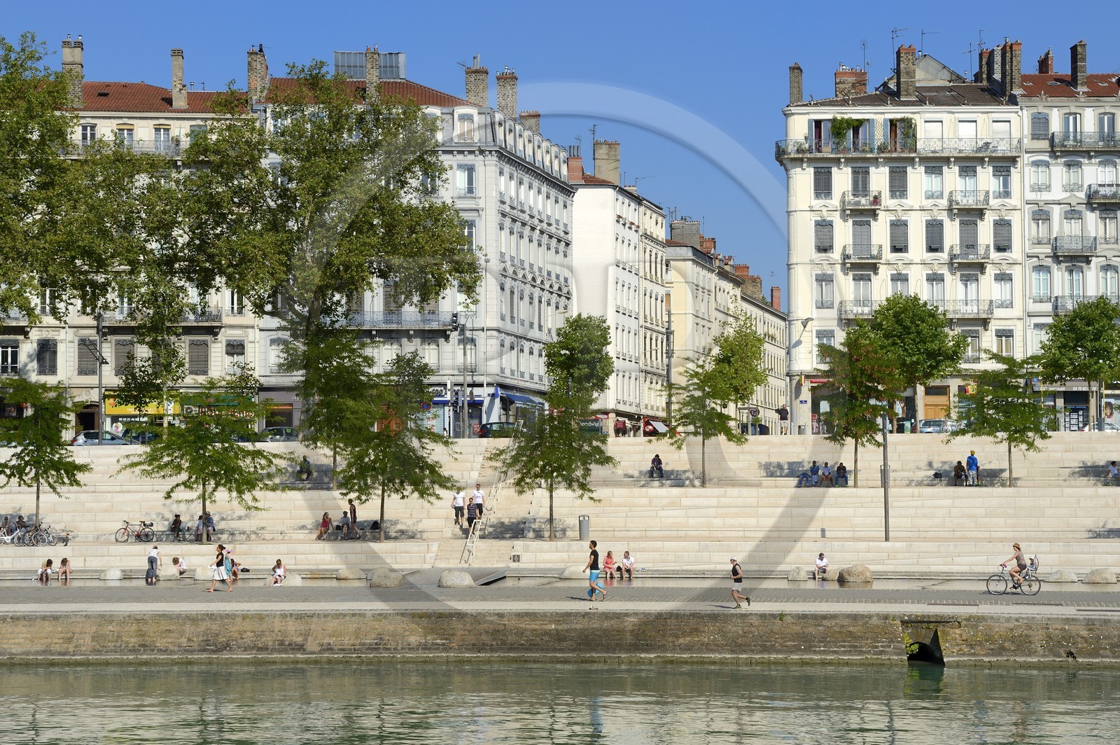 France, Rhône (69), Lyon, les berges du Rhône, le quai Victor Augagneur