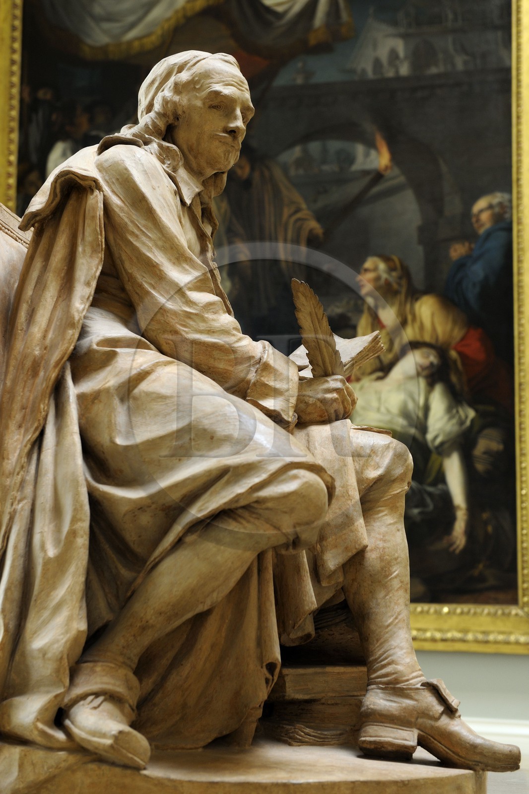 France, Seine-Maritime (76), Rouen, le musée des Beaux-Arts, statue de Pierre Corneille par Jean Jacques Caffieri