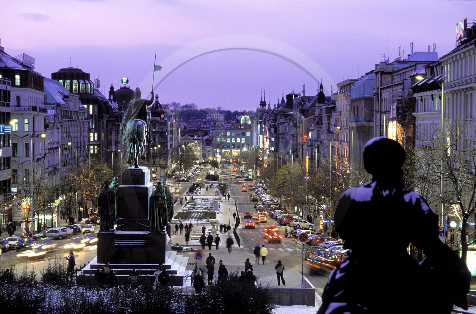 Czech Republic, Prague, Nove Mesto, Venceslas square and Venceslas statue