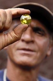Brazil, Minas Gerais state, Ouro Preto area, open-air mine, warmed green gold quarz (Gold Route, Estrada Real)
