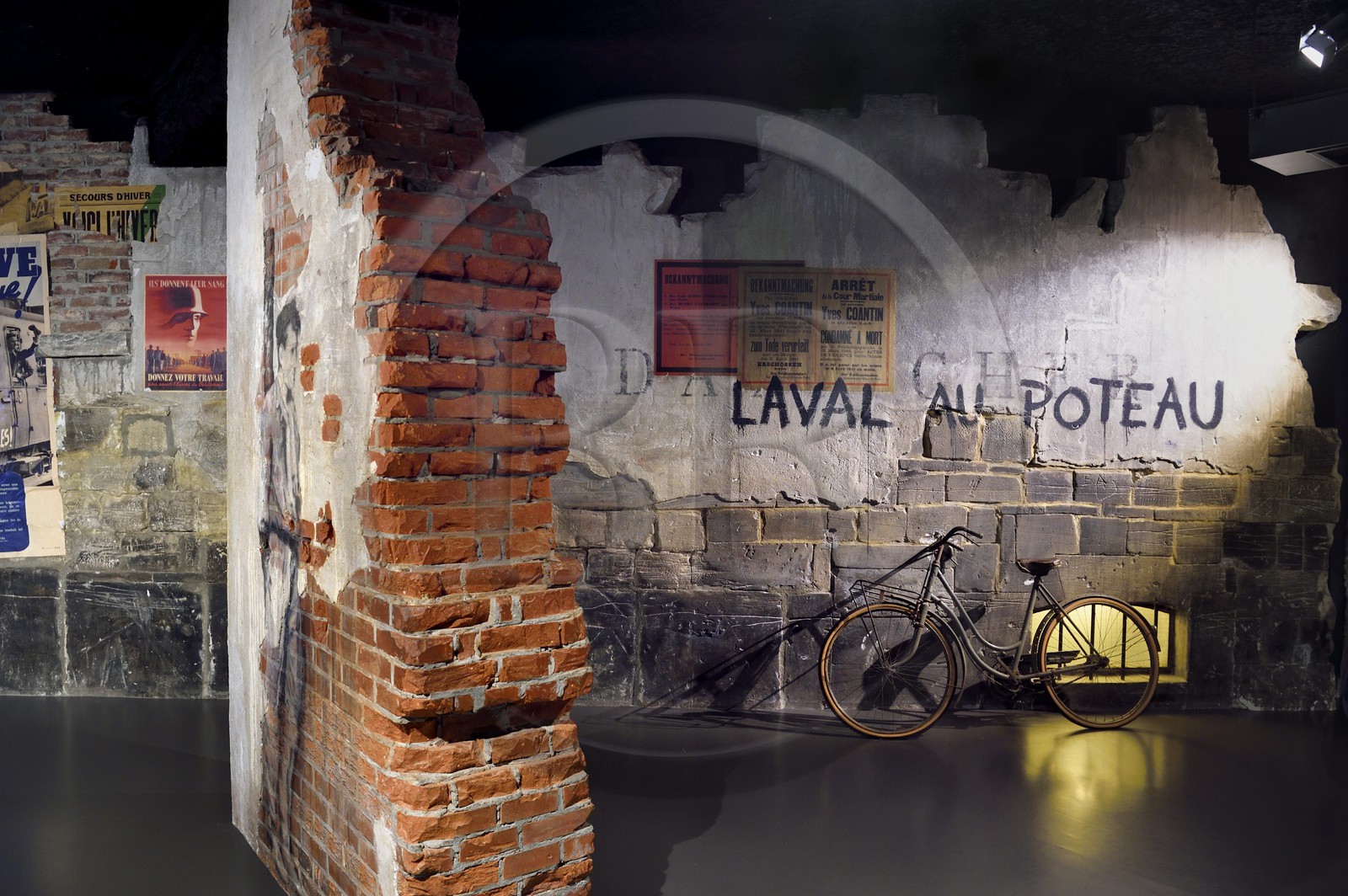 France, Calvados, Caen, the Peace Memorial, occupied France, reconstitution of a graffiti against Laval