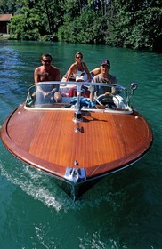 France, Savoie (73), Navig'Aix au lac du Bourget, célèbre canot automobile en bois d'acajou du type Riva