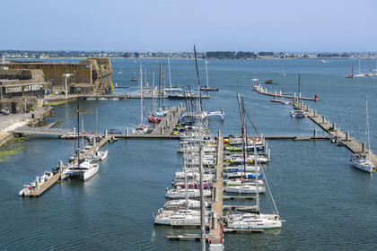 France, Morbihan, Lorient, the port of Lorient La Base in the former submarine base built by the Germans, it is designed and equipped to accommodate nautical professionals, nautical events and large units such as monohulls and multihulls of the Offshore racing